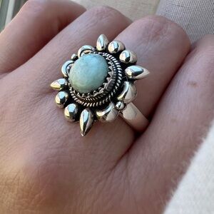 Sterling Silver and Green Chalcedony Stone Ring
Size Adjustable